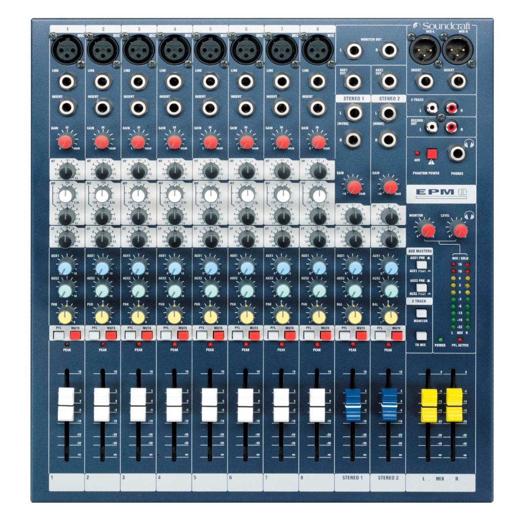 Soundcraft EPM8 - Mezcladora Analógica 8 Mono + 2 Estéreo Profesional 2 Soundcraft EMP8