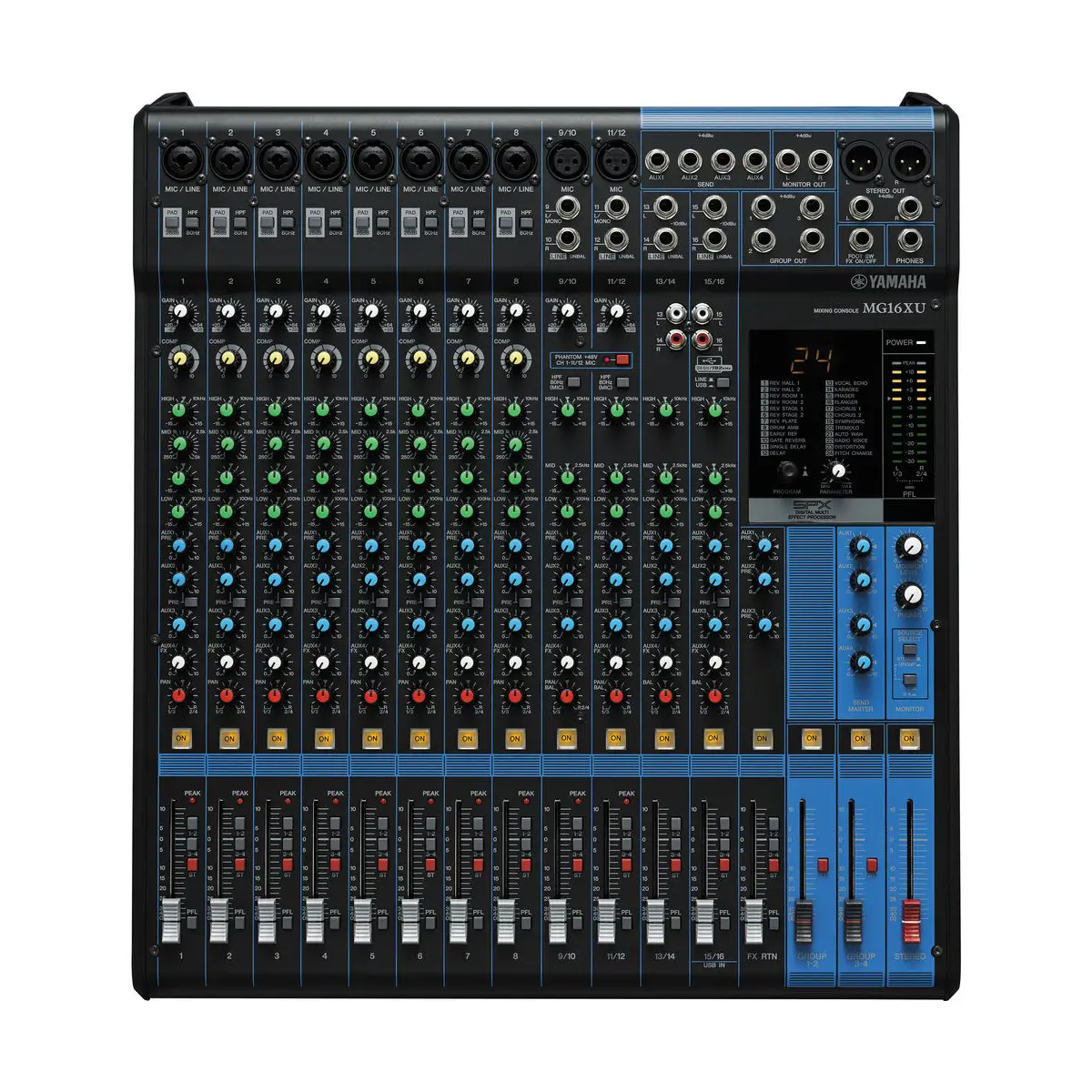 Yamaha MG16XU Mezcladora de 16 entradas con efectos interfaz USB 2x2 Yamaha MG16XU Mezcladora de 16 entradas con efectos interfaz USB 2x2