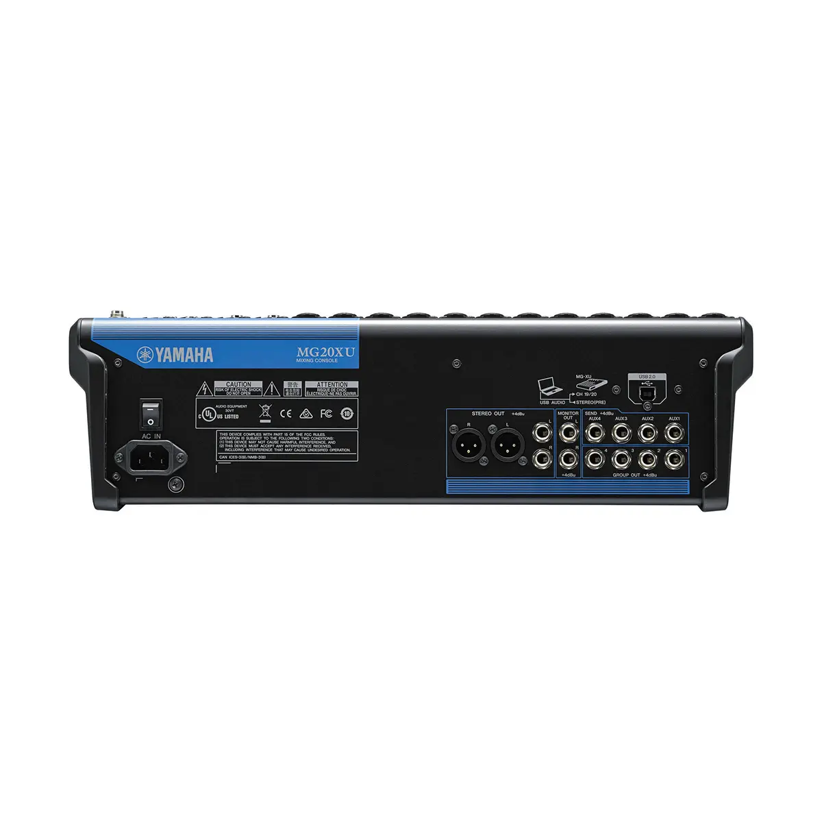 Yamaha MG20XU Mezcladora de 20 canales con efectos e interfaz USB 2X2 Yamaha MG20XU Mezcladora de 20 canales con efectos e interfaz USB 2X2