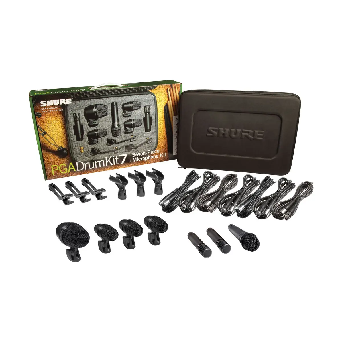 Shure PGADRUMKIT7 Kit de micrófonos para batería de 7 piezas Shure PGADRUMKIT7 Kit de micrófonos para batería de 7 piezas