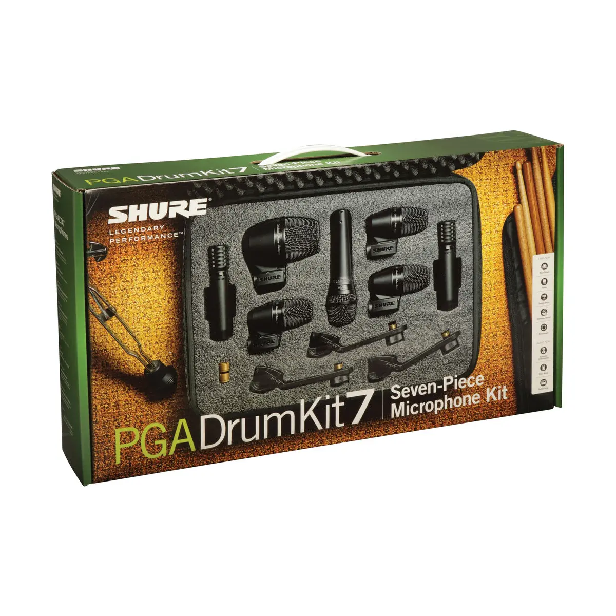 Shure PGADRUMKIT7 Kit de micrófonos para batería de 7 piezas Shure PGADRUMKIT7 Kit de micrófonos para batería de 7 piezas